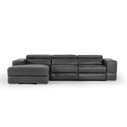 Divani Casa Hilgard - Modern Dark Grey Leather Left Facing Sectional Sofa with Recliner