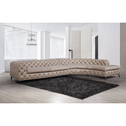 DIvani Casa Kohl - Contemporary Tan RAF Curved Shape Sectional Sofa w/ Chaise