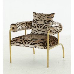 Modrest Kola - Gold Zebra Print Accent Chair