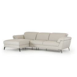 Divani Casa Edelweiss - Modern Light Grey Eco-Leather Left Facing Sectional Sofa