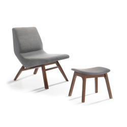 Modrest Whitney Modern Grey & Walnut Accent Chair & Ottoman