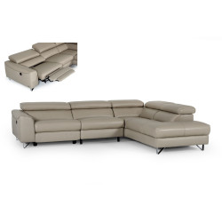 Divani Casa Versa - Modern Light Taupe Teco-Leather Right Facing Sectional Sofa with Recliner