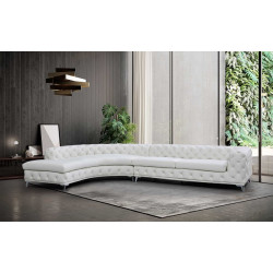 DIvani Casa Kohl - Contemporary White LAF Curved Shape Sectional Sofa w/ Chaise
