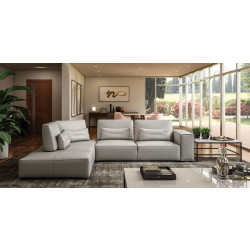 Coronelli Collezioni Hollywood - Italian Light Grey Leather LAF Chaise Sectional Sofa