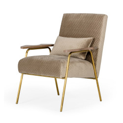 Modrest Laforet - Glam Beige and Gold Fabric Accent Chair