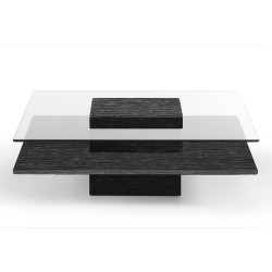 Modrest Clarion Modern Grey Elm & Glass Coffee Table