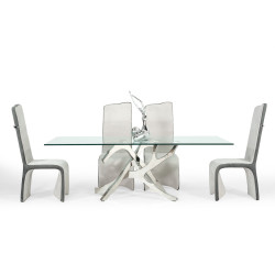 Modrest Legend Modern Glass & Stainless Steel Dining Table