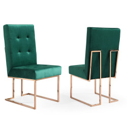 Modrest Legend Modern Green Velvet & Rosegold Dining Chair (Set of 2)