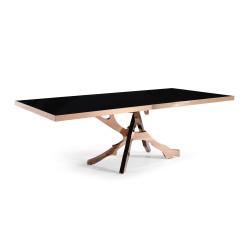 Modrest Legend - Modern Black Glass & Rosegold Dining Table