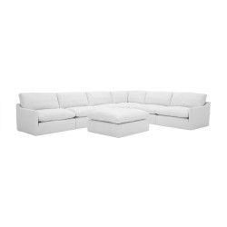 Divani Casa Lennon - Transitional White Fabric Sectional Sofa 