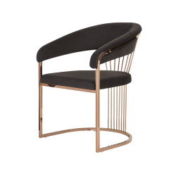 Modrest Linda - Modern Black Velvet and Rosegold Dining Chair
