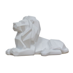 Modrest Lion  - White Geometric Sculpture