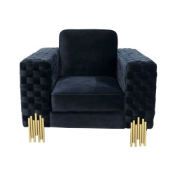 Divani Casa Lori - Modern Velvet Glam Black & Gold Chair