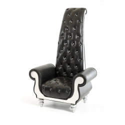 Divani Casa Luxe Neo-Classical Black Italian Leather Tall Chair