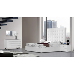 Modrest Lyrica - White Leatherette Tall Headboard Bed