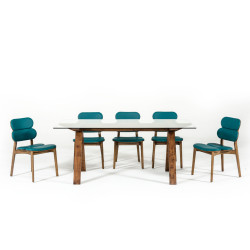 Modrest Maddox Modern Glass & Walnut Dining Table