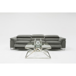 Divani Casa Maine Modern Grey Velvet Sofa w/ Electric Recliners