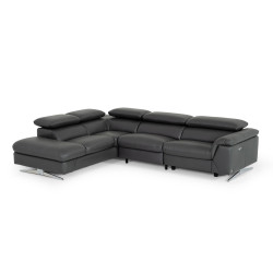 Divani Casa Maine - Modern Dark Grey Eco-Leather Left Facing Sectional Sofa with Recliner