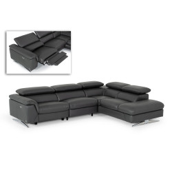 Divani Casa Maine - Modern Dark Grey Eco-Leather Right Facing Sectional Sofa with Recliner