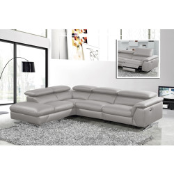 Divani Casa Maine - Modern Medium Grey Eco-Leather Left Facing Sectional Sofa with Recliner