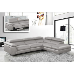 Divani Casa Maine - Modern Medium Grey Eco-Leather Right Facing Sectional Sofa with Recliner