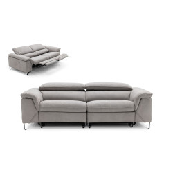 Divani Casa Maine - Modern Light Grey Fabric Sofa w/ Electric Recliners