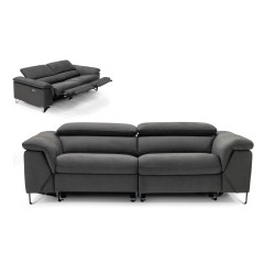 Divani Casa Maine - Modern Dark Grey Fabric Sofa w/ Electric Recliners