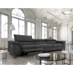 Divani Casa Maine - Modern Dark Grey Fabric Sofa w/ Electric Recliners