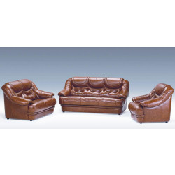 Malaga Italian Burgundy Leather Sofa Set