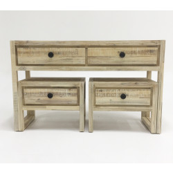 Modrest Mandy Modern White Washed Acacia Console & End Table Set