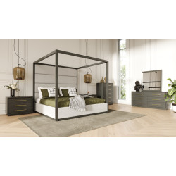 Modrest Manhattan- Contemporary Canopy Grey EK Bedroom Set