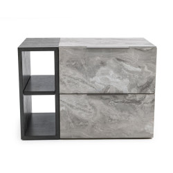 Nova Domus Maranello - Modern Grey Wash & Faux Marble Nightstand