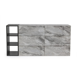 Nova Domus Maranello - Modern Grey Wash & Faux Marble Dresser