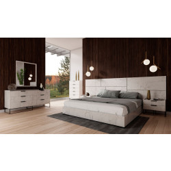 Nova Domus Marbella - Italian Modern White Faux Marble Bed Set