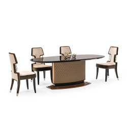 A&X Matilda - Glam Black & Copper Dining Table