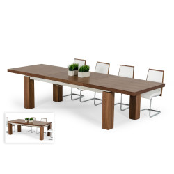 Modrest Maxi - Modern Walnut & Stainless Steel Dining Table