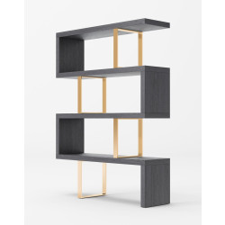 Modrest Maze - Elm Grey & Gold Bookcase