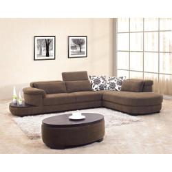 0902 - Brown Fabric Sectional Sofa Set