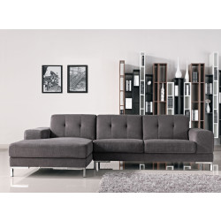 Divani Casa Forli - Modern Grey Fabric Left Facing Sectional Sofa