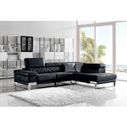 Divani Casa Arden Modern Black Fabric Sectional Sofa
