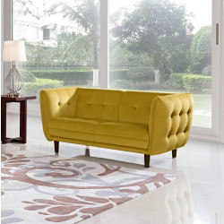 Divani Casa Avro Mid-Century Yellow Fabric Loveseat