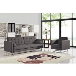 Divani Casa Bauxite Modern Grey Fabric Sofa Bed