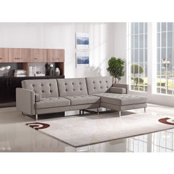 Divani Casa Smith - Modern Brown Fabric Right Facing Sectional Sofa Bed
