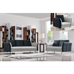 Divani Casa Torey Modern Dark Grey & Light Grey Fabric Sofa Set
