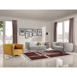 Divani Casa Medora Modern Grey & Yellow Fabric Sofa Set
