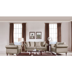 Divani Casa Nadine Transitional Beige Fabric Sofa Set