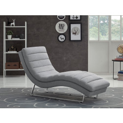 Divani Casa Auburn Modern Contemporary Plush Grey Fabric Lounge Chaise