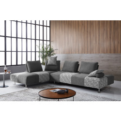 Divani Casa Cooke - Modern Grey Houndstooth Fabric Modular Sectional Sofa Bed