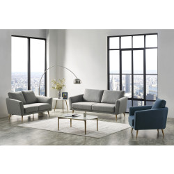 Divani Casa Benham Modern Grey & Blue Fabric Sofa Set