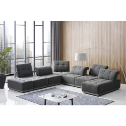 Divani Casa Ekron - Modern Grey Fabric Modular Sectional Sofa